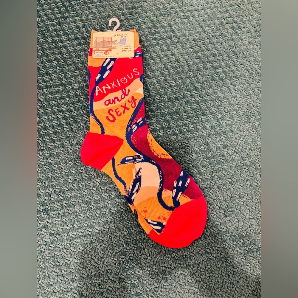 PAPER SOURCE, NWT Anxious and Sexy Red and Orange Socks, Women’s 5-10
